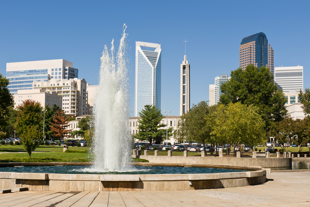 Charlotte, North Carolina skyline as seen from Marshall Park